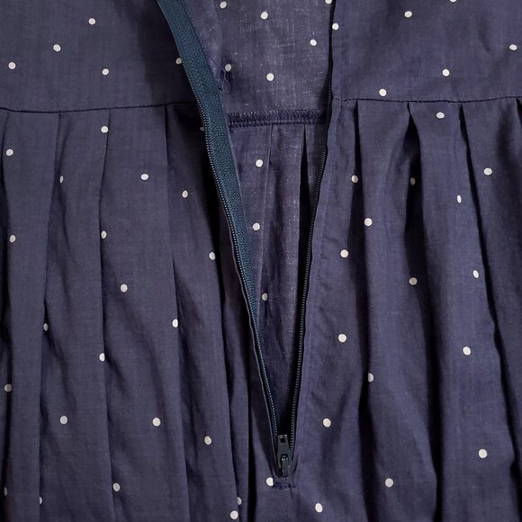 Laura Ashley Vintage 80's Midi Sailor Dress 10 Navy Polka Dot Short Sleeve - Picture 9 of 13